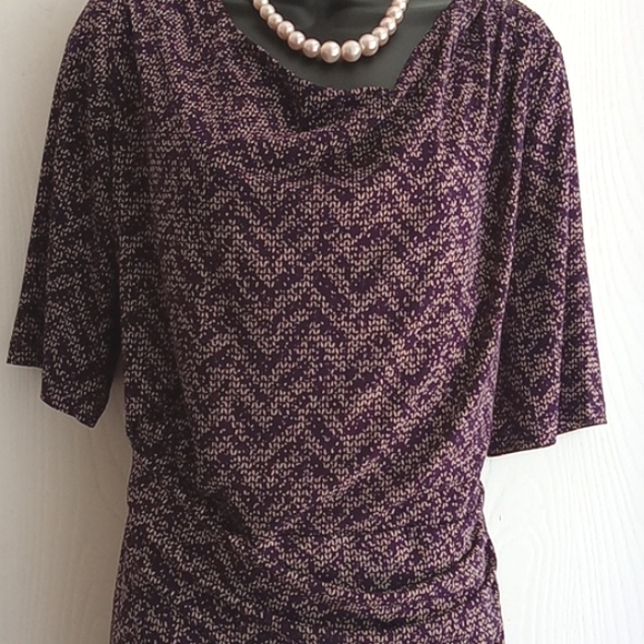 Laura Plus | Purple & Cream Chevron Patterned Dress - Picture 3 of 10